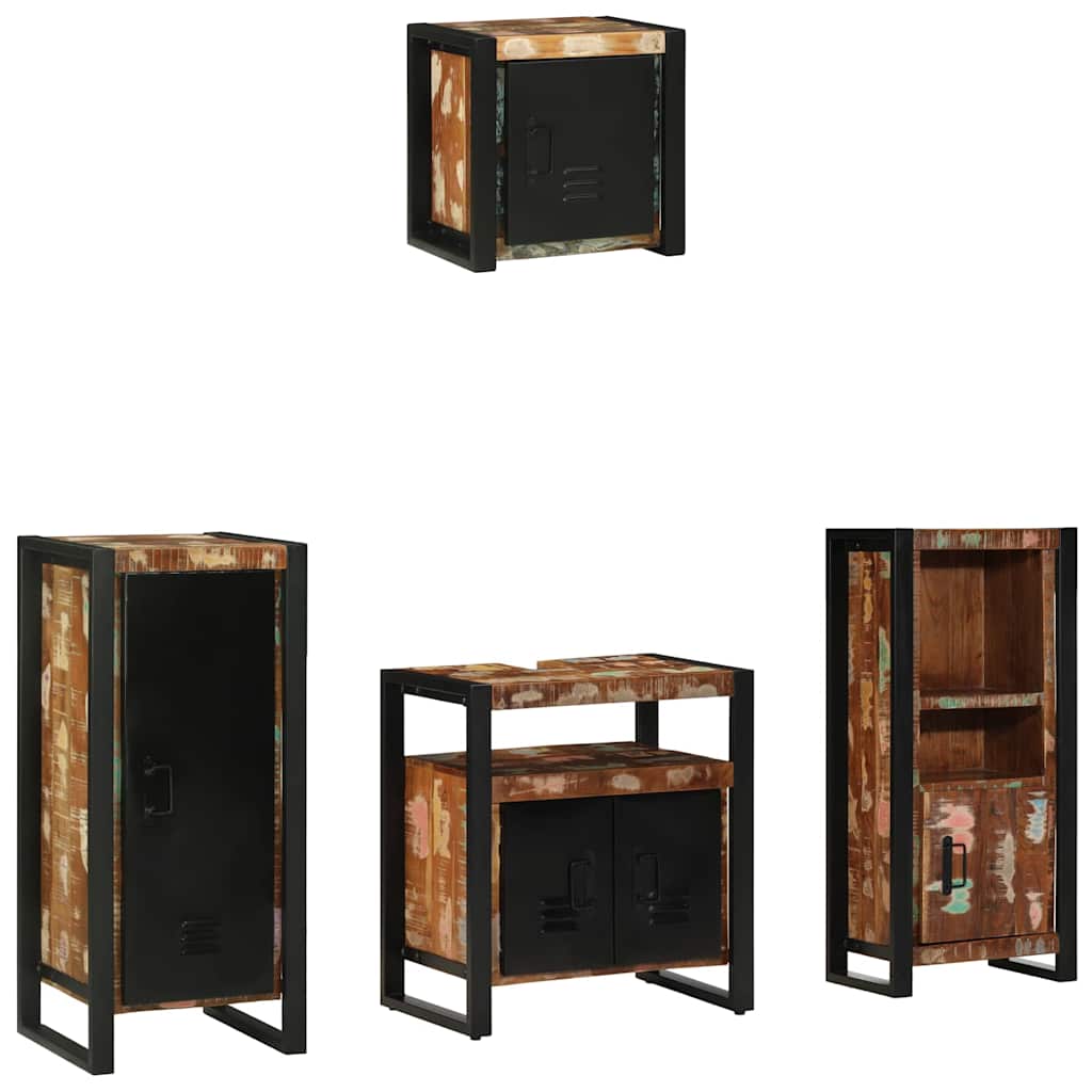 Bathroom Furniture Set 4 pcs Multicolour Solid Reclaimed Wood